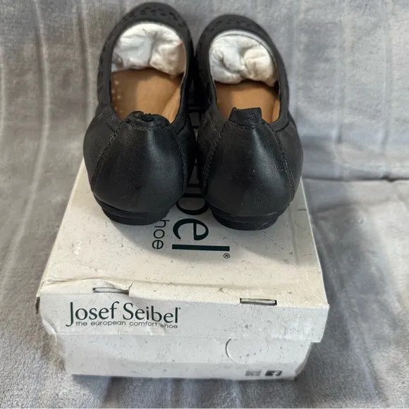 Josef Seibel Pippa 29 Nesty Oil Black Leather Ballerina Flats EU 36 US 5 to 5.5
