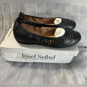Josef Seibel Pippa 29 Nesty Oil Black Leather Ballerina Flats EU 36 US 5 to 5.5