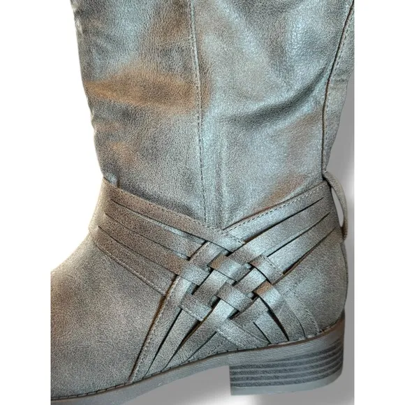 Journee Collection Riding Boots Wide Calf Knee High Western Detail WC Sz 8