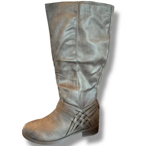 Journee Collection Riding Boots Wide Calf Knee High Western Detail WC Sz 8