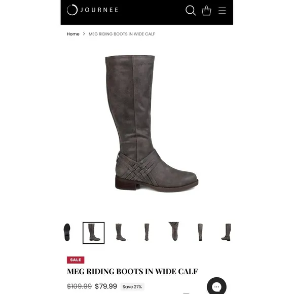 Journee Collection Riding Boots Wide Calf Knee High Western Detail WC Sz 8