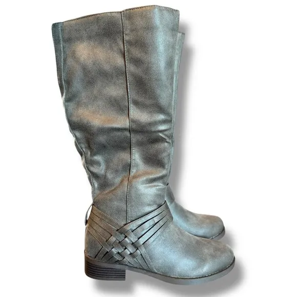 Journee Collection Riding Boots Wide Calf Knee High Western Detail WC Sz 8