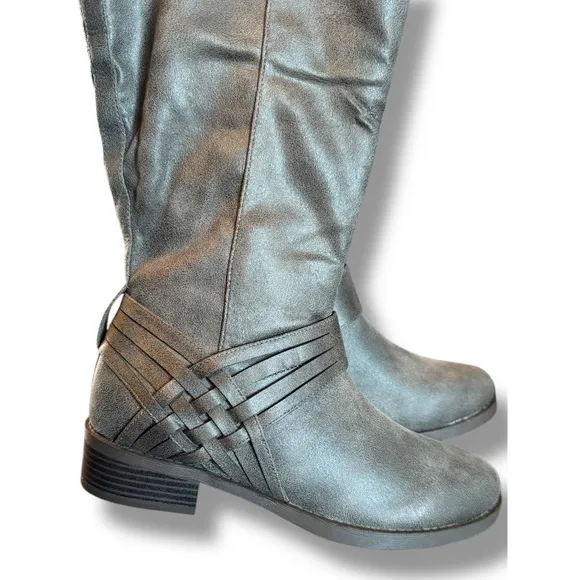 Journee Collection Riding Boots Wide Calf Knee High Western Detail WC Sz 8