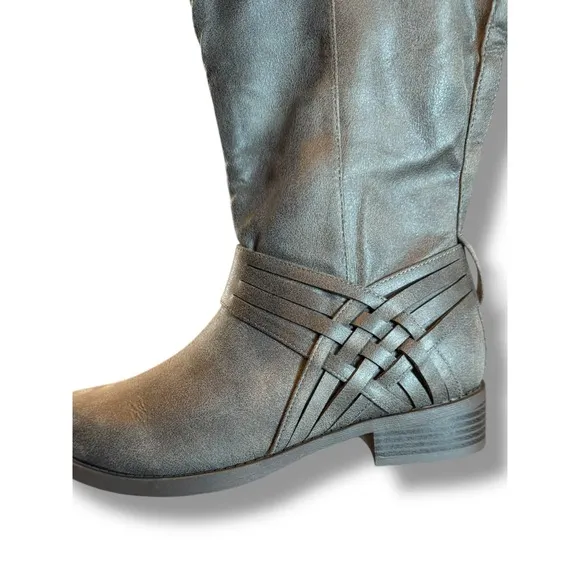 Journee Collection Riding Boots Wide Calf Knee High Western Detail WC Sz 8