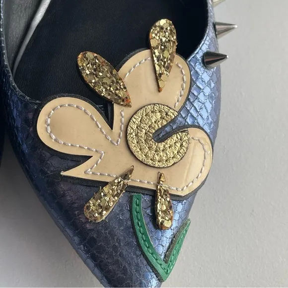 Julie Verhoeven X Marc Jacobs Metallic Leather stud flats