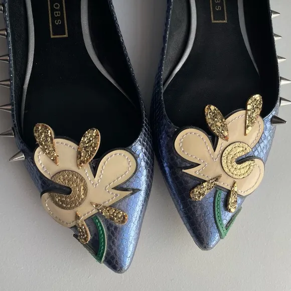 Julie Verhoeven X Marc Jacobs Metallic Leather stud flats