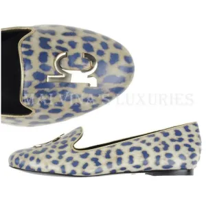 JUST CAVALLI BY ROBERTO CAVALLI SHOES LOAFERS LEOPARD PRINT LOGO DETAIL 39 / 8