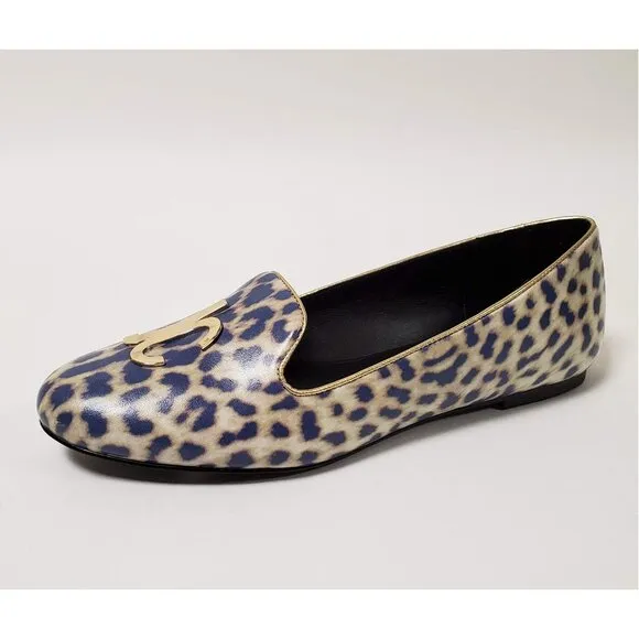 JUST CAVALLI BY ROBERTO CAVALLI SHOES LOAFERS LEOPARD PRINT LOGO DETAIL 39 / 8