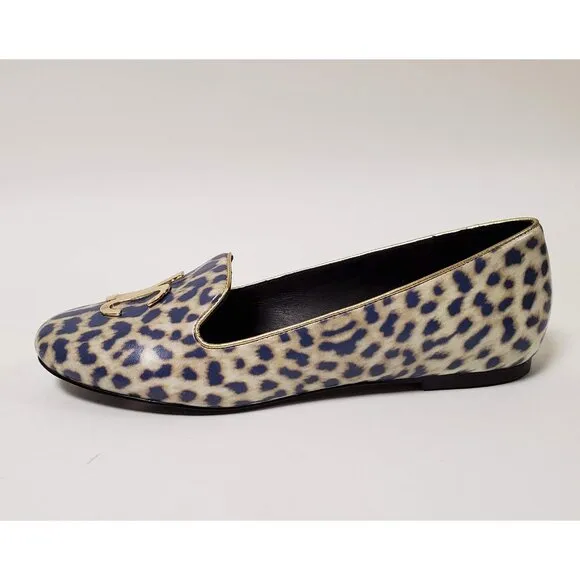 JUST CAVALLI BY ROBERTO CAVALLI SHOES LOAFERS LEOPARD PRINT LOGO DETAIL 39 / 8