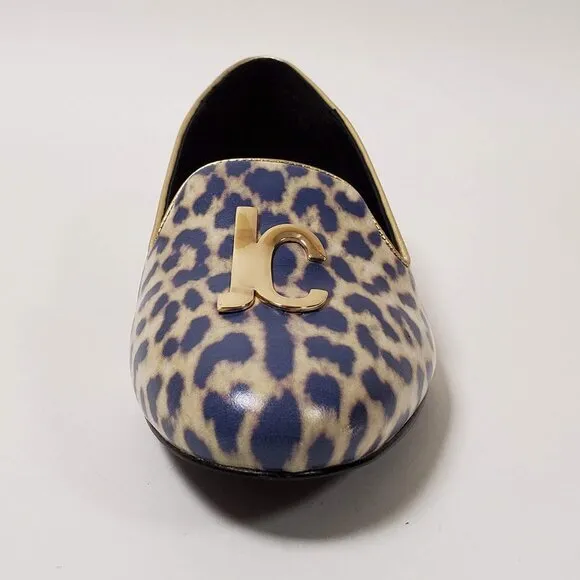 JUST CAVALLI BY ROBERTO CAVALLI SHOES LOAFERS LEOPARD PRINT LOGO DETAIL 39 / 8