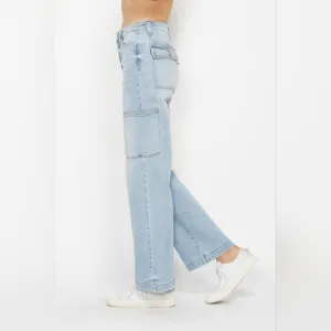 Just In!! Judy Blue Full Size High Waist Straight Cargo Jeans