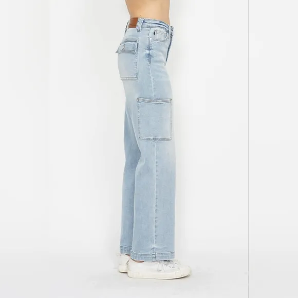 Just In!! Judy Blue Full Size High Waist Straight Cargo Jeans