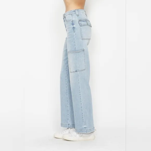 Just In!! Judy Blue Full Size High Waist Straight Cargo Jeans