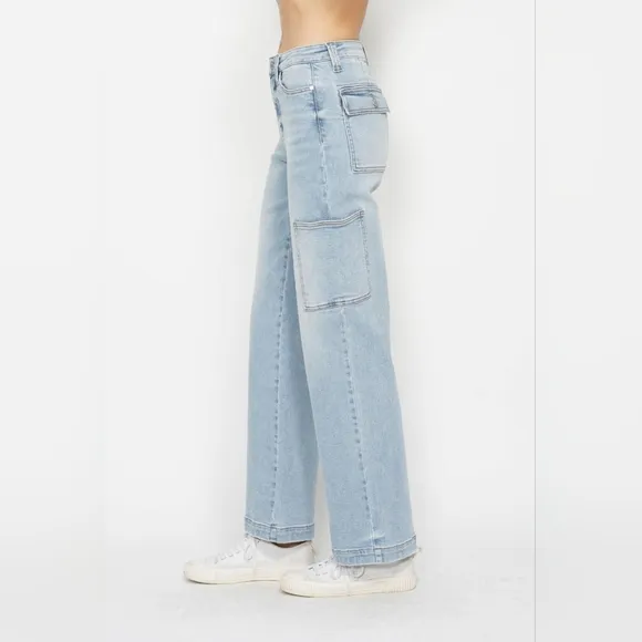 Just In!! Judy Blue Full Size High Waist Straight Cargo Jeans