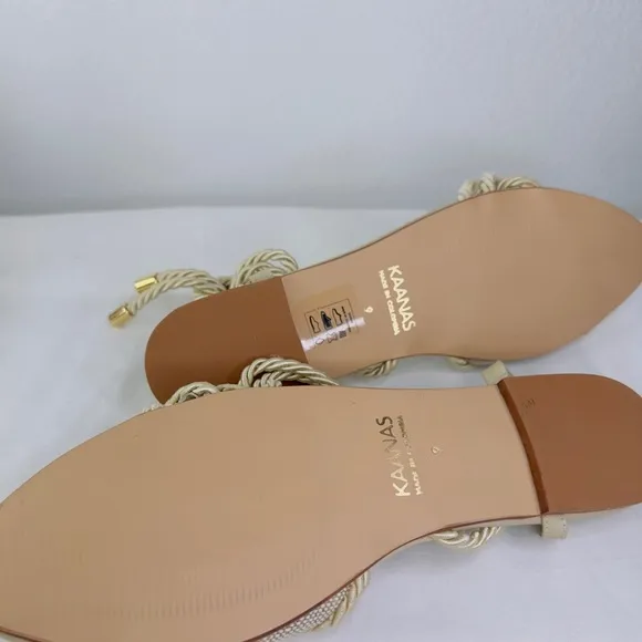 Kaanas Alena Oat Ankle Wrap Sandals with Leather Women’s Size 9 New no box