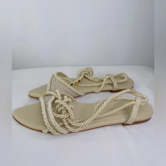 Kaanas Alena Oat Ankle Wrap Sandals with Leather Women’s Size 9 New no box