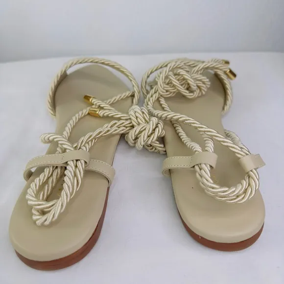 Kaanas Alena Oat Ankle Wrap Sandals with Leather Women’s Size 9 New no box