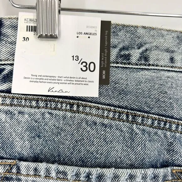 KanCan Karen High Rise Mom Distressed Denim Cropped Jeans 13/30 NWT