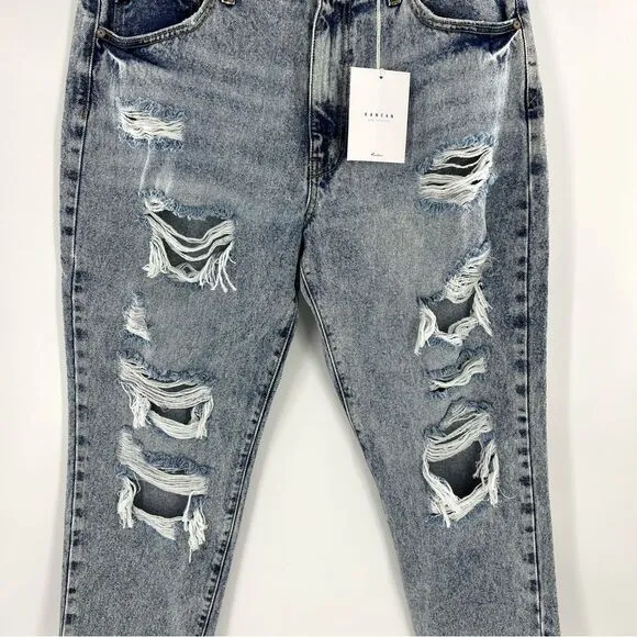 KanCan Karen High Rise Mom Distressed Denim Cropped Jeans 13/30 NWT