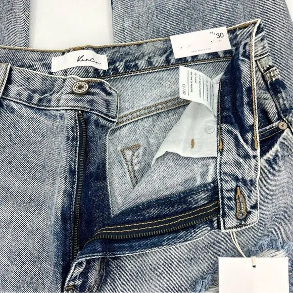 KanCan Karen High Rise Mom Distressed Denim Cropped Jeans 13/30 NWT