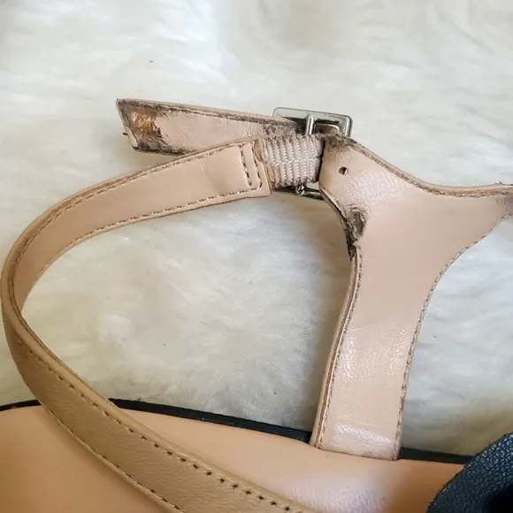 Karl Lagerfeld Goldie Elegant Leather Black Bow Women's Sandals Size 11