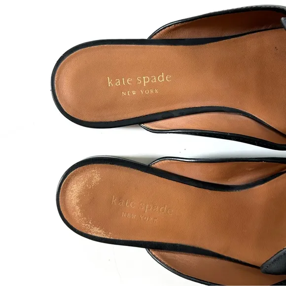 Kate Spade Black Genuine Leather Catroux Slide Mule Flats