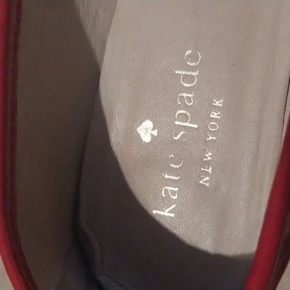 Kate Spade Cody Loafers 6 1/2 M 6.5 Red Ivory Leather Two Tone Wood Heel