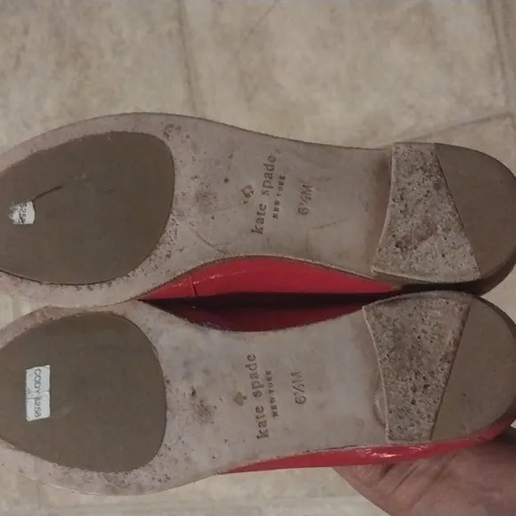 Kate Spade Cody Loafers 6 1/2 M 6.5 Red Ivory Leather Two Tone Wood Heel