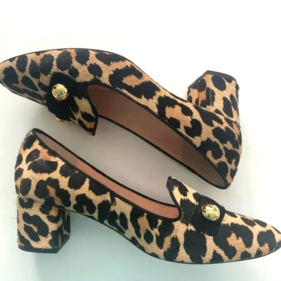 Kate Spade Leopard Calf Hair Loafer Heels 8