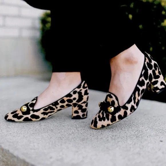 Kate Spade Leopard Calf Hair Loafer Heels 8