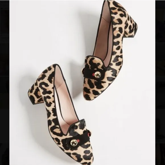 Kate Spade Leopard Calf Hair Loafer Heels 8