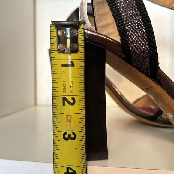 Kate Spade New York Gunmetal Black Open Toe Ankle Wrap Block Heel Sandals