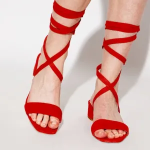 Kate Spade New York Red Lace-Up Tie Wrap Ankle Aphrodite Sandals 7.5B