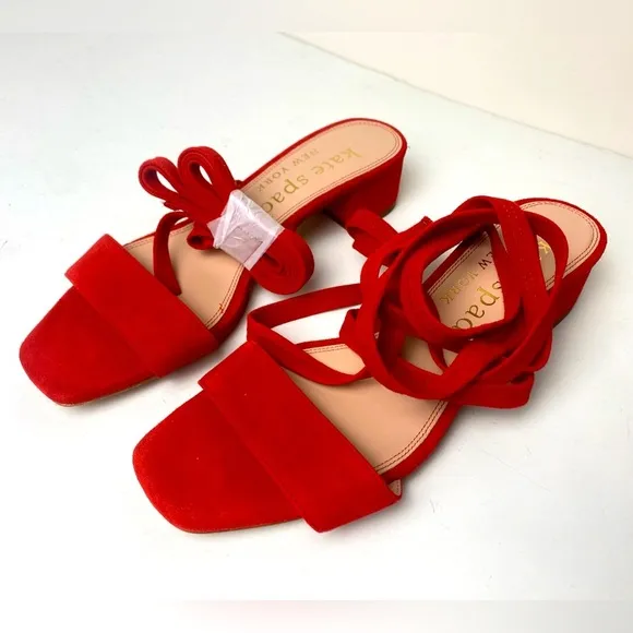 Kate Spade New York Red Lace-Up Tie Wrap Ankle Aphrodite Sandals 7.5B