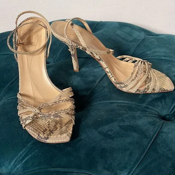 KATE SPADE NEW YORK  Women Snakeskin Metallic Ankle Strap Sandals Sz 9