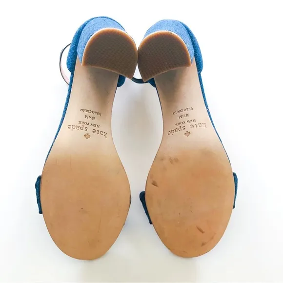 Kate Spade Orson Block Heel Sandal Blue Size 8.5