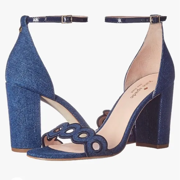 Kate Spade Orson Block Heel Sandal Blue Size 8.5