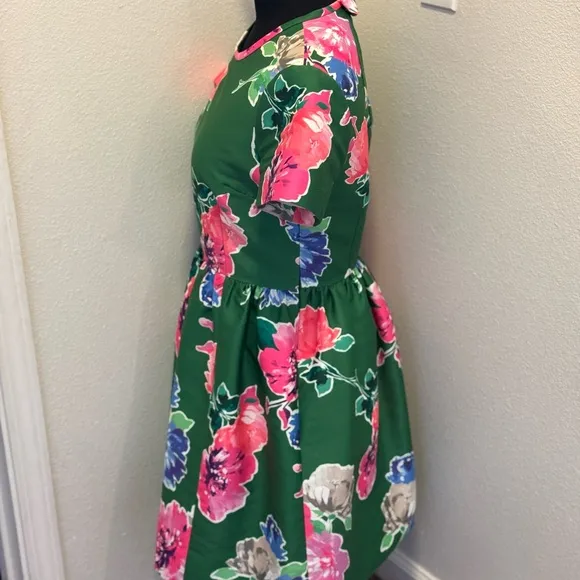 Kate Spade Stelli Dress In Full Bloom Lucky Green Floral Fit Flare Puffy 8 $425