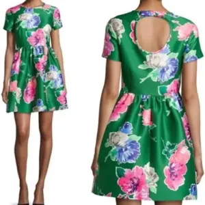 Kate Spade Stelli Dress In Full Bloom Lucky Green Floral Fit Flare Puffy 8 $425