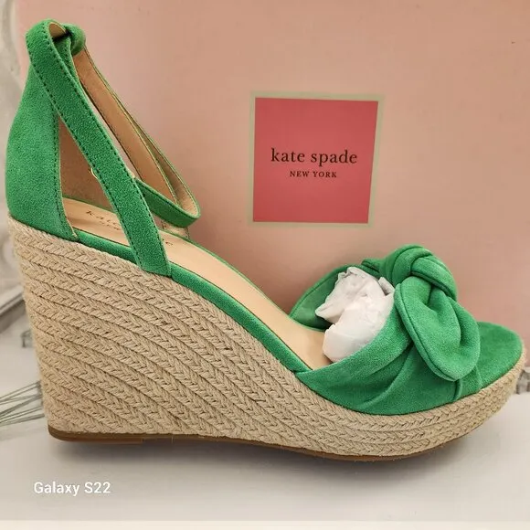 Kate Spade Tianna Green Suede Wedge Sandals. NIB. Size 11