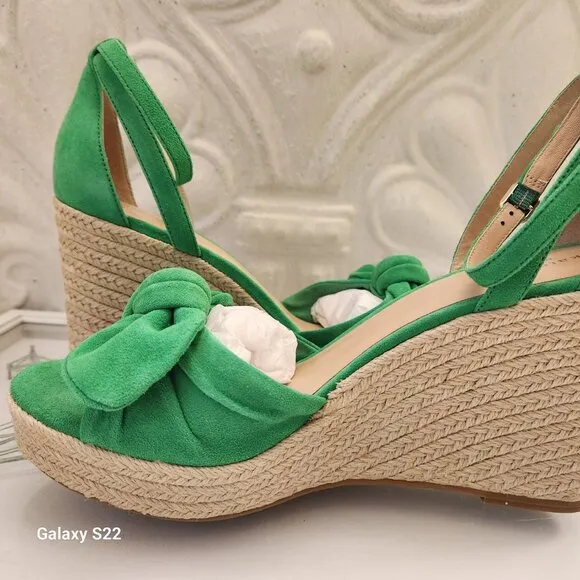 Kate Spade Tianna Green Suede Wedge Sandals. NIB. Size 11