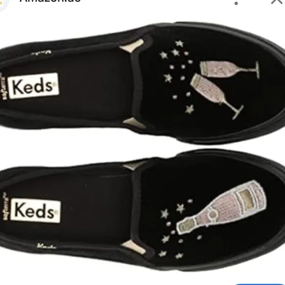 Keds cheers velvet champagne Black Gold Flats with Slip-On Design double decker