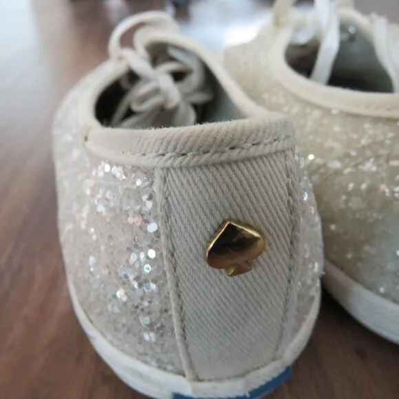 KEDS X KATE SPADE New York Champion White Glitter Metallic Sneakers - Size 6.5