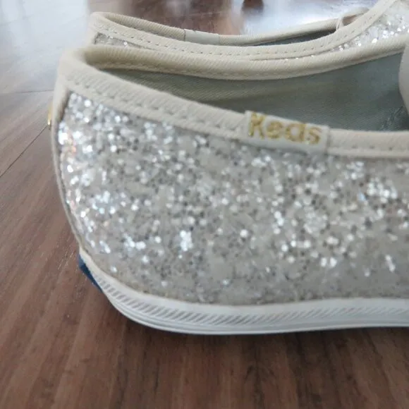 KEDS X KATE SPADE New York Champion White Glitter Metallic Sneakers - Size 6.5