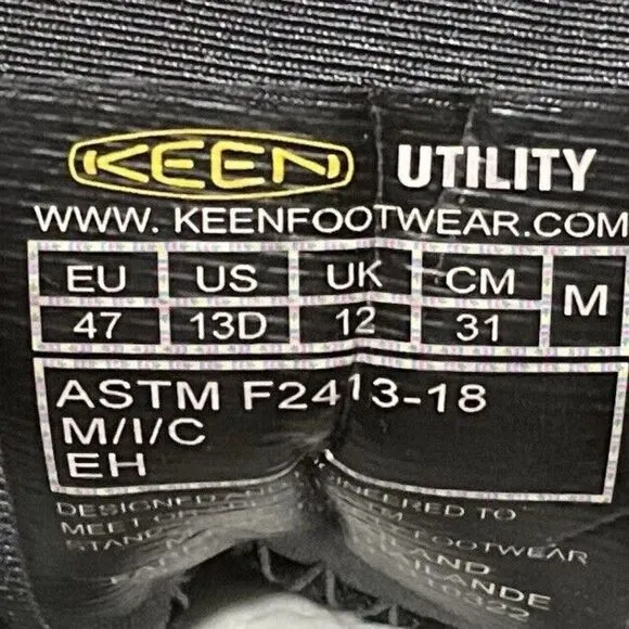 KEEN Utility Flint Black Low Steel Toe Work Safety Shoes - Men’s 13EE W1