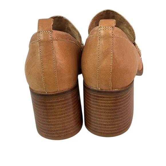 Kelsi Dagger Brooklyn Involve Loafer 9.5 Slip On Chunky Heel Studded Accent Tan