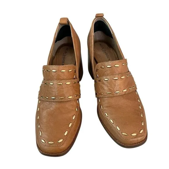 Kelsi Dagger Brooklyn Involve Loafer 9.5 Slip On Chunky Heel Studded Accent Tan