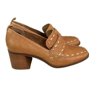 Kelsi Dagger Brooklyn Involve Loafer 9.5 Slip On Chunky Heel Studded Accent Tan