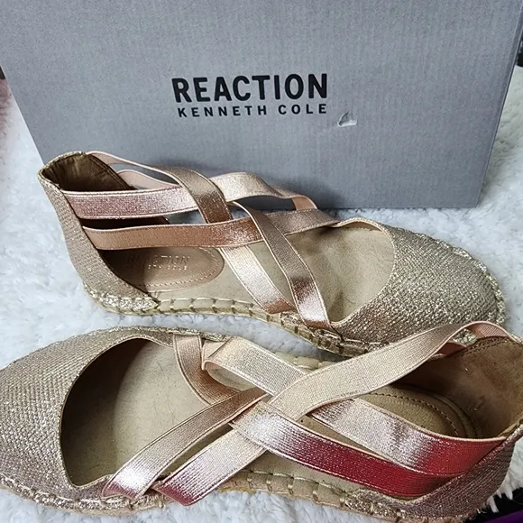 KENNETH COLE Reaction How to Dance Flat Espadrilles Copper Rose Gold Size 8