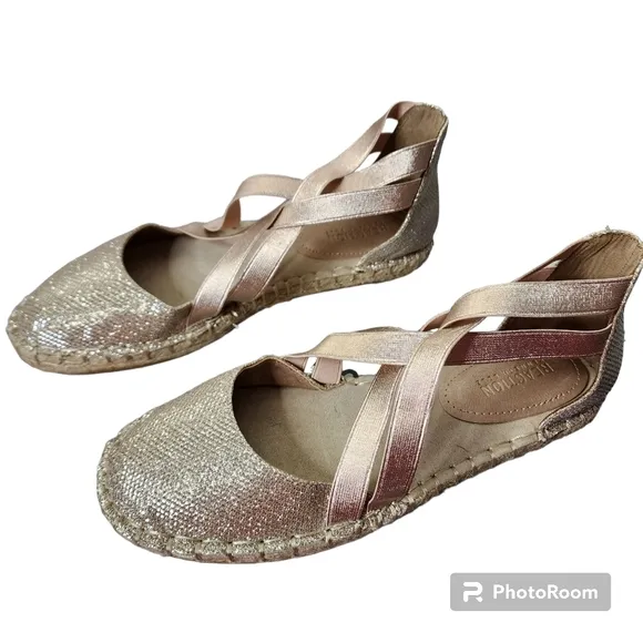 KENNETH COLE Reaction How to Dance Flat Espadrilles Copper Rose Gold Size 8